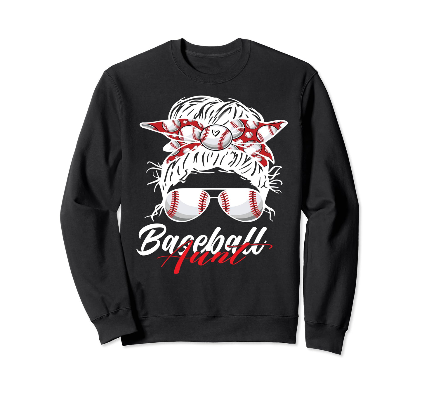Baseball Auntie Fun Player Aunt Sweatshirt - Graphic Print for Adults - T-Shirt, Sweatshirt, Hoodie