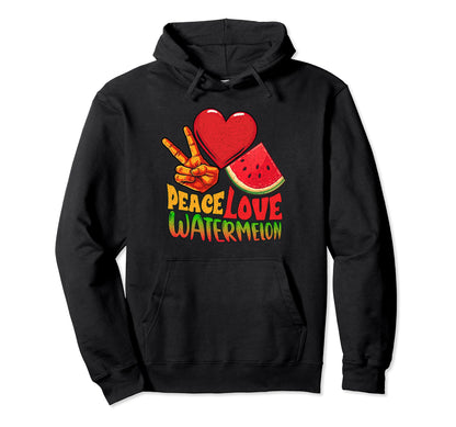 Funny Peace Love Watermelon Summer Fruit Hoodie - Unique Graphic for Adults - T-Shirt, Sweatshirt, Hoodie