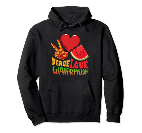 Funny Peace Love Watermelon Summer Fruit Hoodie - Unique Graphic for Adults - T-Shirt, Sweatshirt, Hoodie