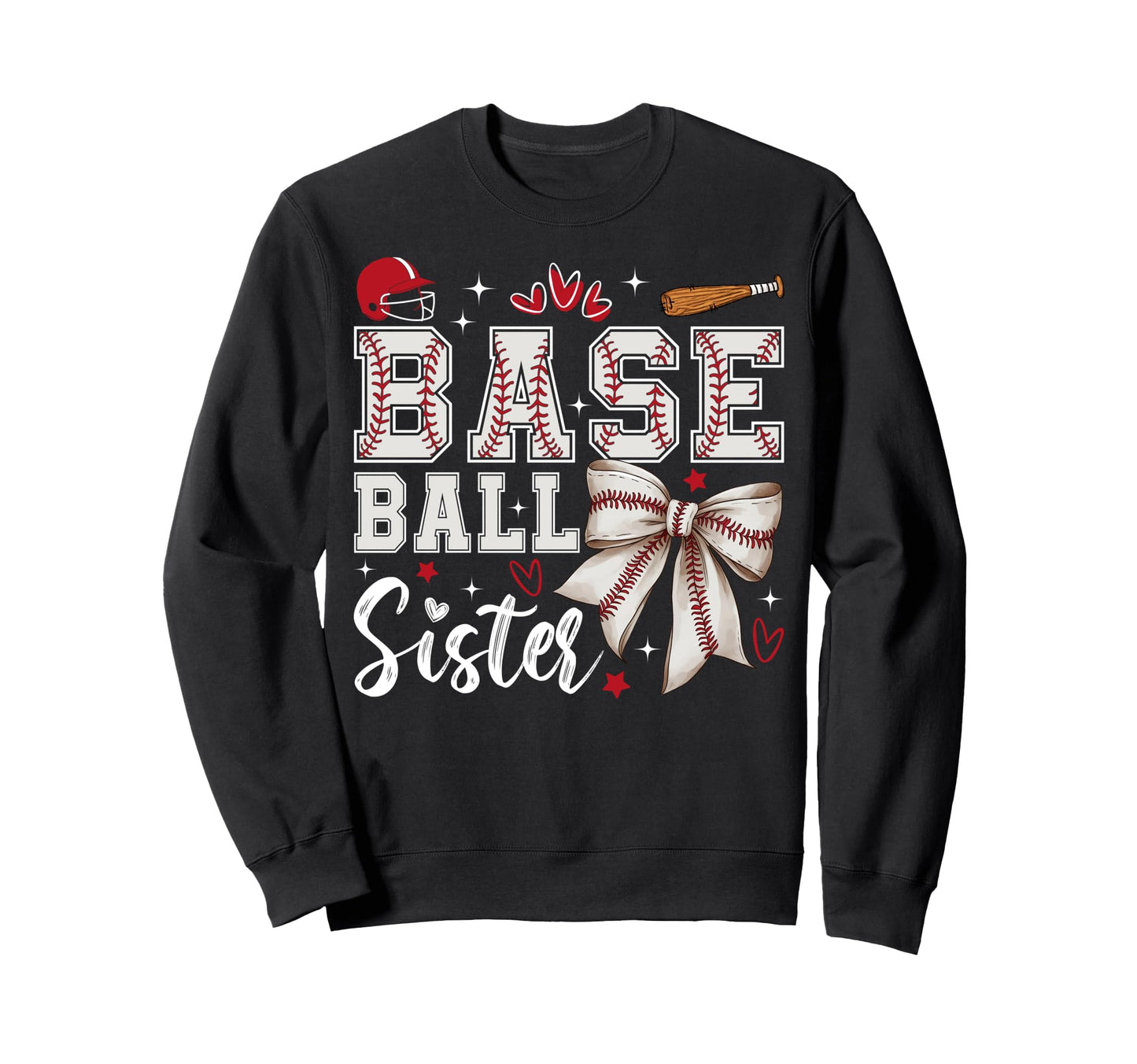 Baseball Sister Coquette Bow Sport Sweatshirt - Trendy Graphic for Adults - T-Shirt, Sweatshirt, Hoodie
