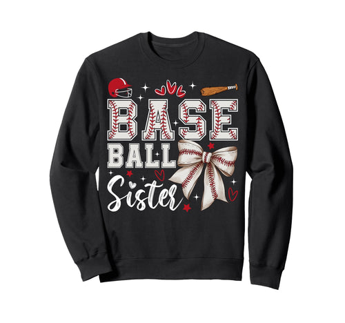 Baseball Sister Coquette Bow Sport Sweatshirt - Trendy Graphic for Adults - T-Shirt, Sweatshirt, Hoodie