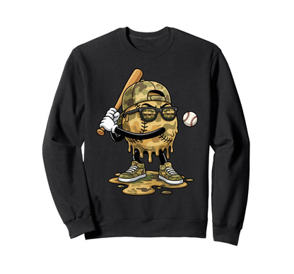 Baseball Drip Ice Cream Drip Baseball Sweatshirt - Graphic Print Unisex - T-Shirt, Sweatshirt, Hoodie