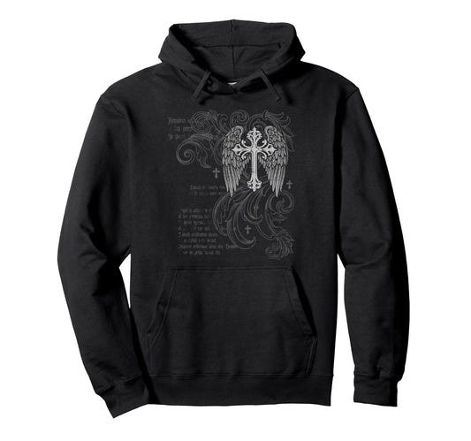 Y2K Grunge Cross Wings 2000S Goth Hoodie - Aesthetic Graphic for Adults - T-Shirt, Sweatshirt, Hoodie