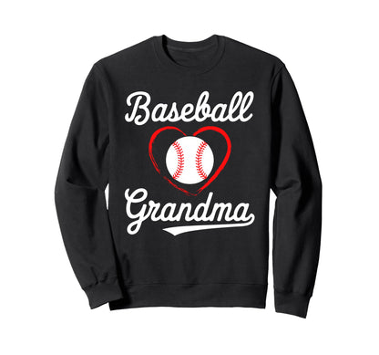 Baseball Grandma Baseball Heart Sweatshirt - Novelty Apparel Men Women - T-Shirt, Sweatshirt, Hoodie
