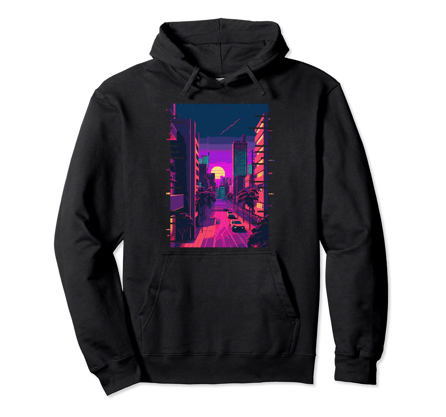 Japanese City Indie Aesthetic Glitch Art Hoodie - Aesthetic Graphic Unisex - T-Shirt, Sweatshirt, Hoodie