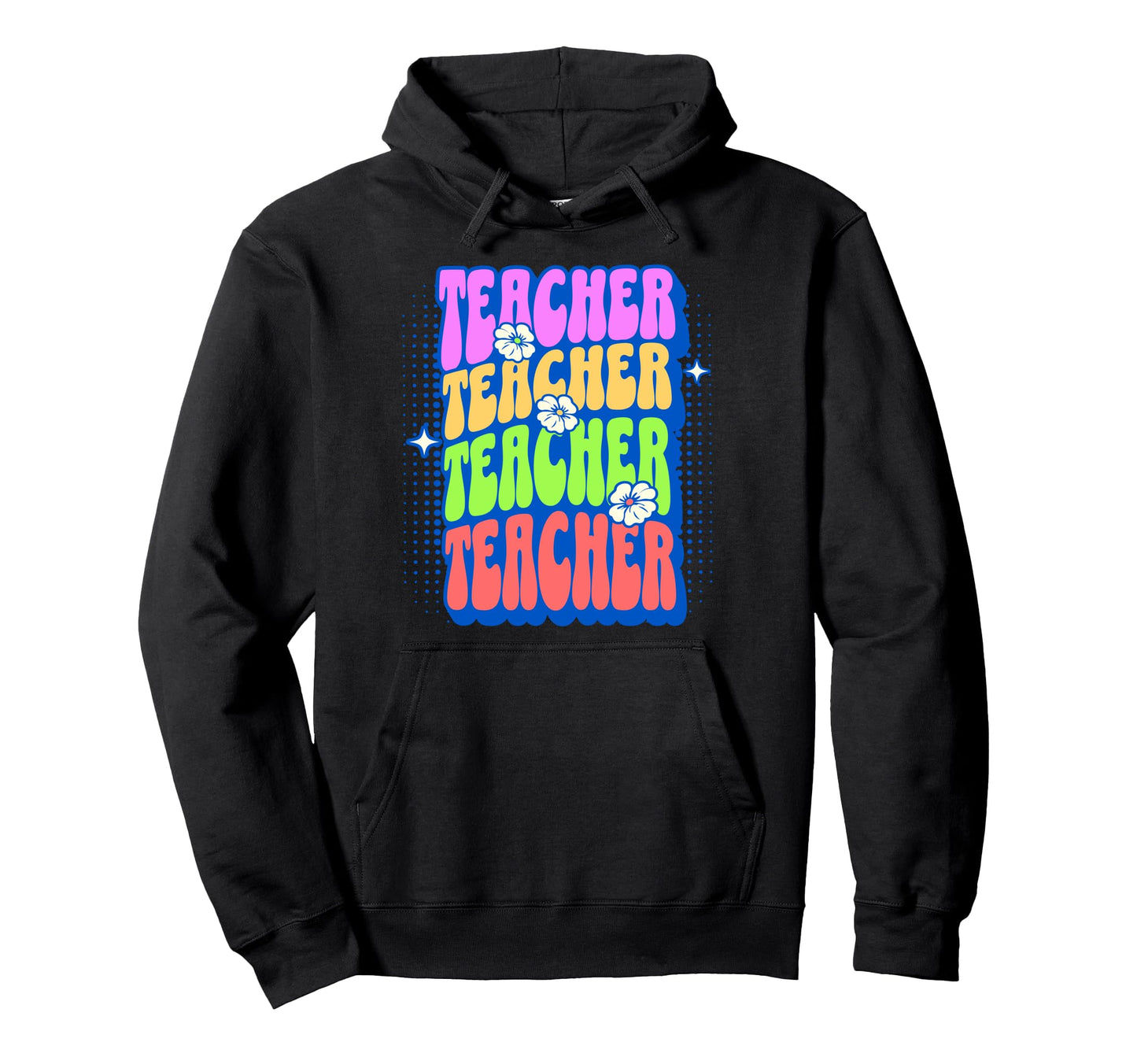 Rainbow Teacher Groovy Floral Hoodie - Minimalist Print Unisex - T-Shirt, Sweatshirt, Hoodie
