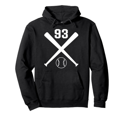 Baseball Softball Number 93 Hoodie - Novelty Apparel Men Women - T-Shirt, Sweatshirt, Hoodie