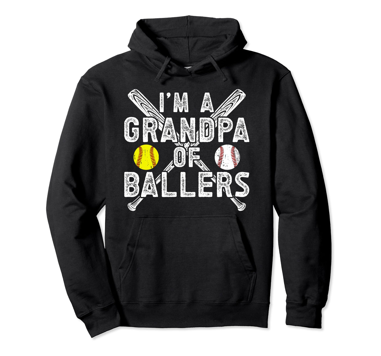 Im Grandpa Ballers Baseball Hoodie - Casual Everyday Wear Men Women - T-Shirt, Sweatshirt, Hoodie