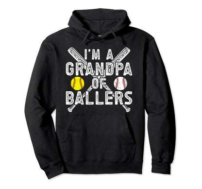 Im Grandpa Ballers Baseball Hoodie - Casual Everyday Wear Men Women - T-Shirt, Sweatshirt, Hoodie