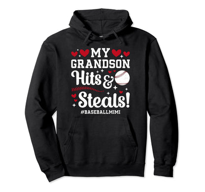 My Grandson Baseball Mimi Baseball Player Hoodie - Streetwear Style Unisex - T-Shirt, Sweatshirt, Hoodie