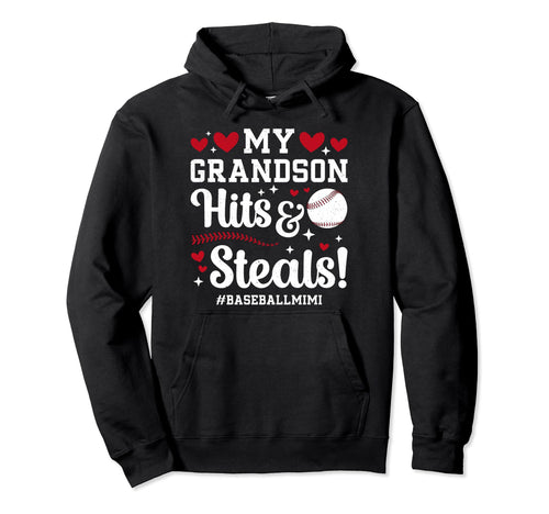 My Grandson Baseball Mimi Baseball Player Hoodie - Streetwear Style Unisex - T-Shirt, Sweatshirt, Hoodie