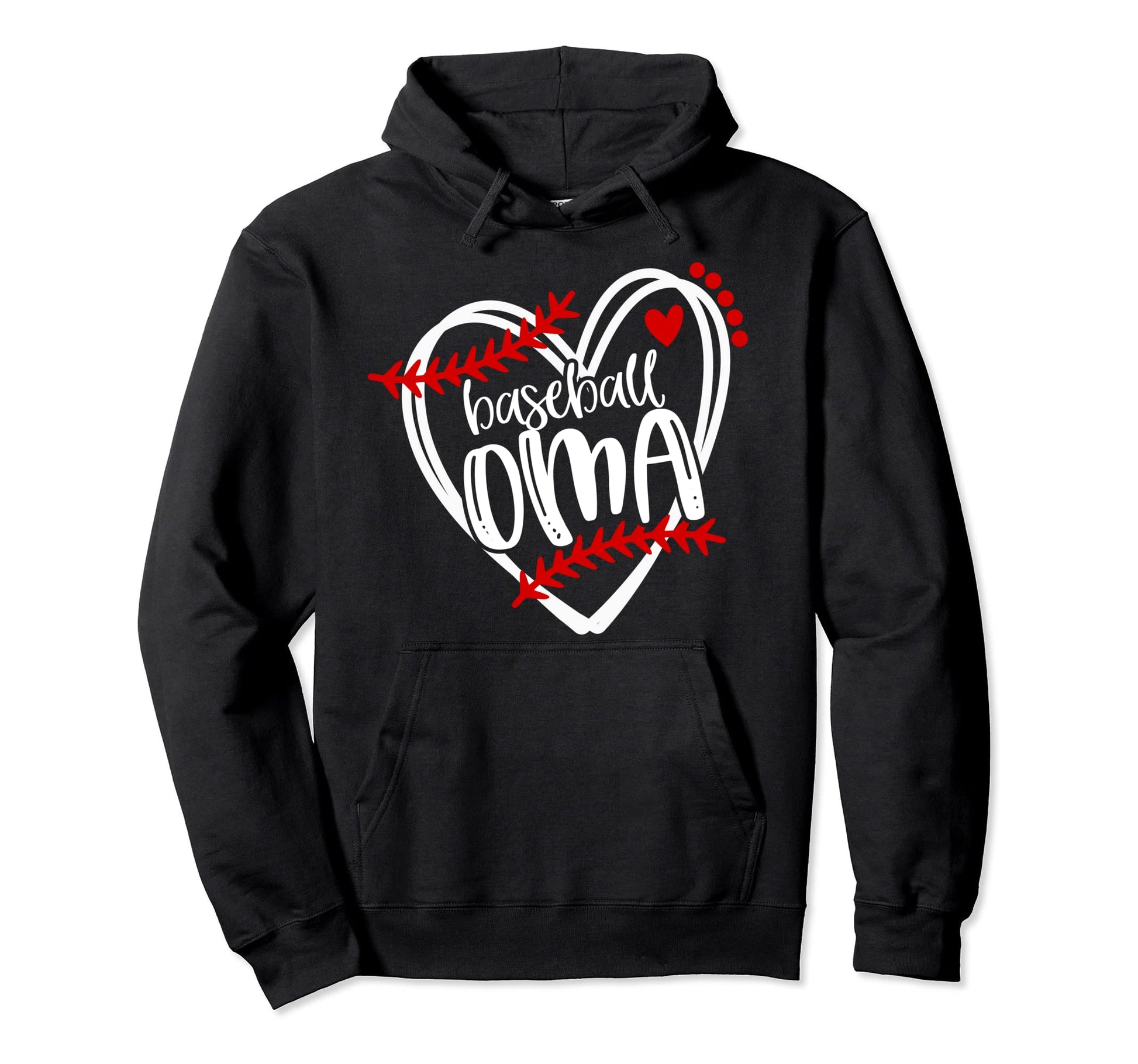 Baseball Oma Distressed Heart Laces Hoodie - Aesthetic Graphic Unisex - T-Shirt, Sweatshirt, Hoodie