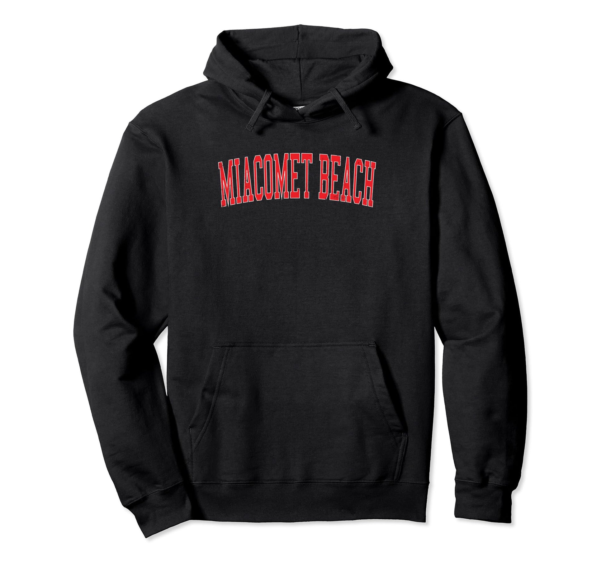 Miacomet Beach Distressed Red Varsity Hoodie - Aesthetic Graphic for Adults - T-Shirt, Sweatshirt, Hoodie