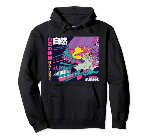 Japanese Vaporwave 80S House Sunset Hoodie - Trendy Graphic for Adults - T-Shirt, Sweatshirt, Hoodie