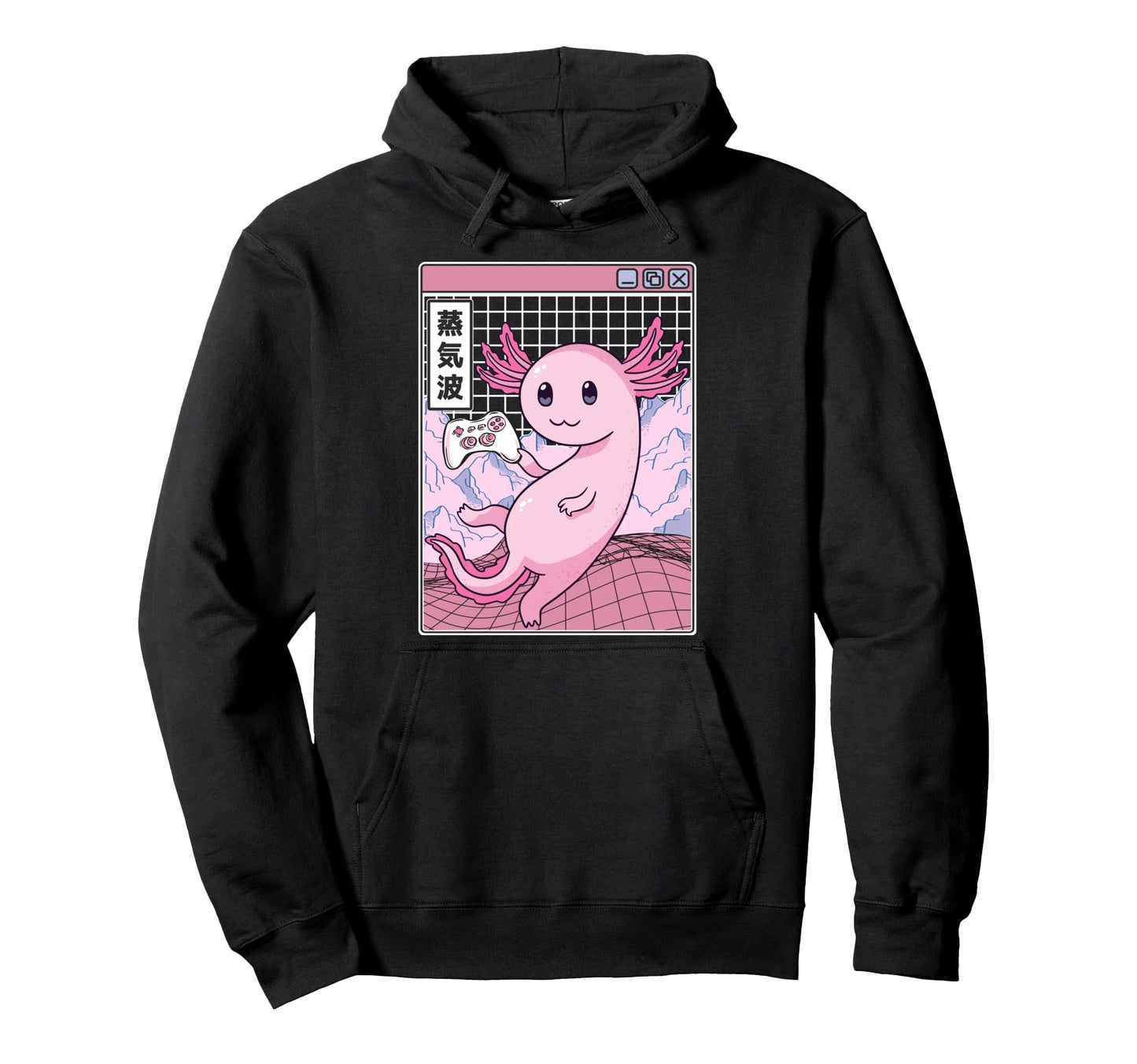 Gaming Axolotl Digital Japan 80S Otaku Hoodie - Aesthetic Graphic Unisex - T-Shirt, Sweatshirt, Hoodie