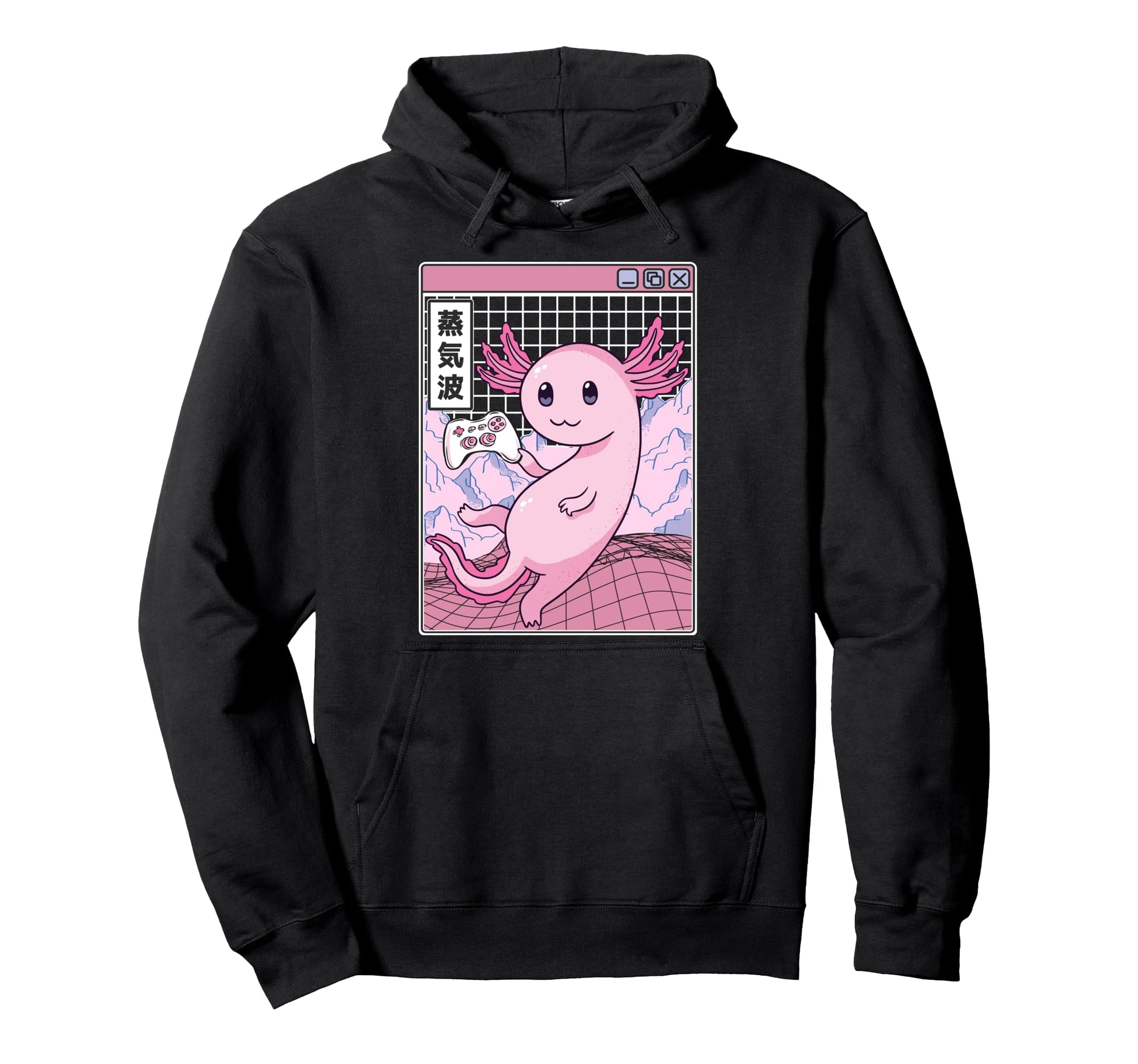 Gaming Axolotl Digital Japan 80S Otaku Hoodie - Aesthetic Graphic Unisex - T-Shirt, Sweatshirt, Hoodie