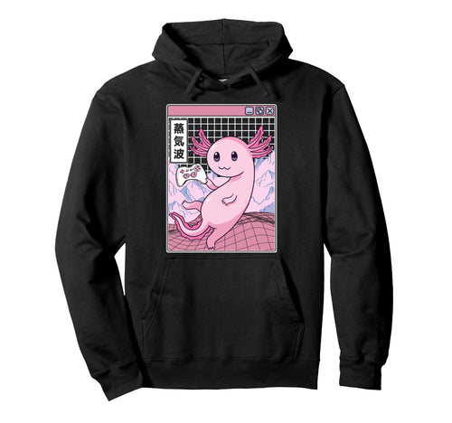 Gaming Axolotl Digital Japan 80S Otaku Hoodie - Aesthetic Graphic Unisex - T-Shirt, Sweatshirt, Hoodie