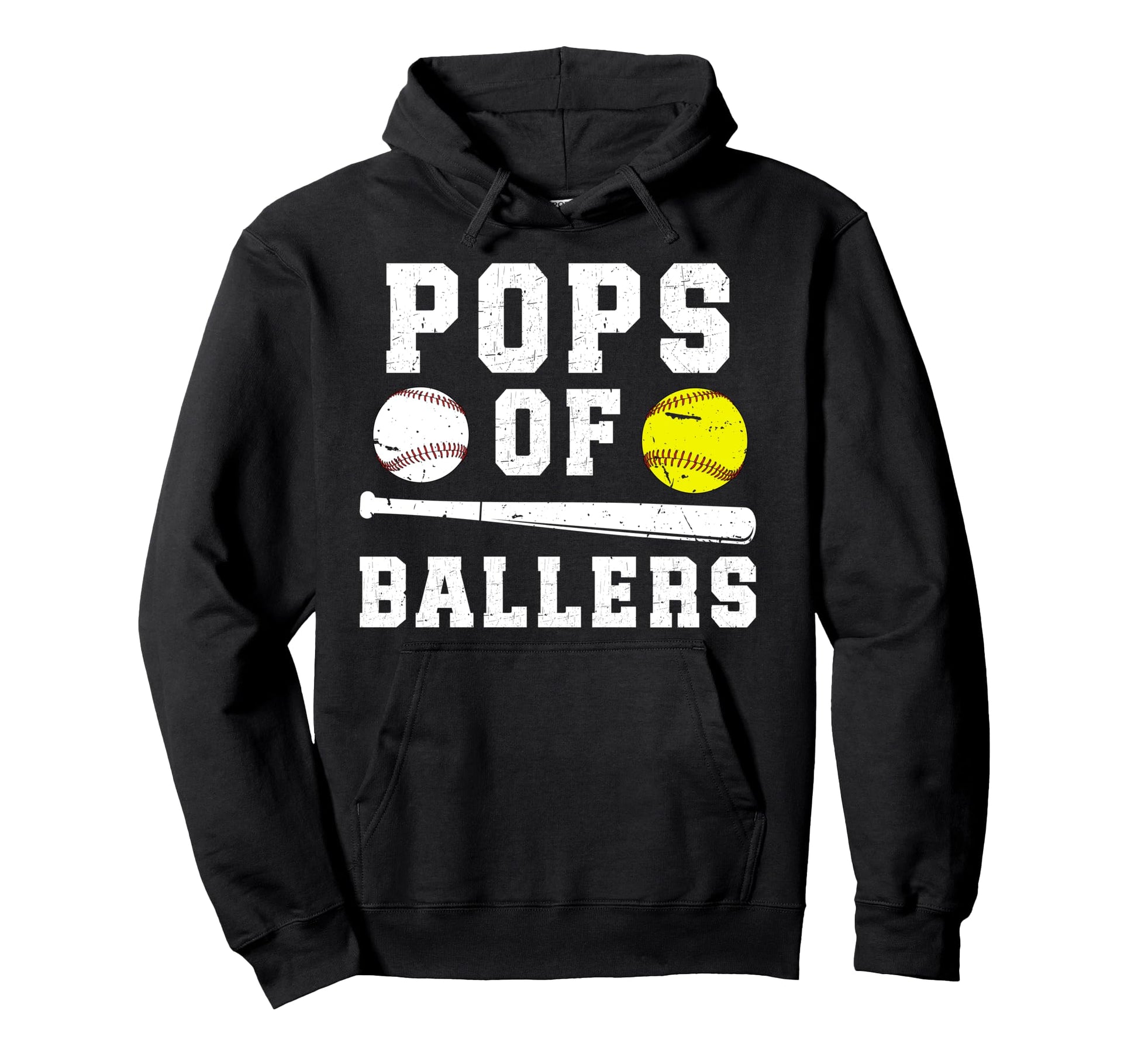 Pops Ballers Proud Baseball Softball Hoodie - Unique Graphic for Adults - T-Shirt, Sweatshirt, Hoodie