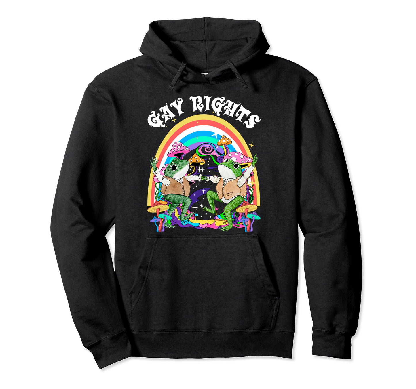 Rainbow Say Gay Frog Toad Human Hoodie - Fun Novelty Design Men Women - T-Shirt, Sweatshirt, Hoodie