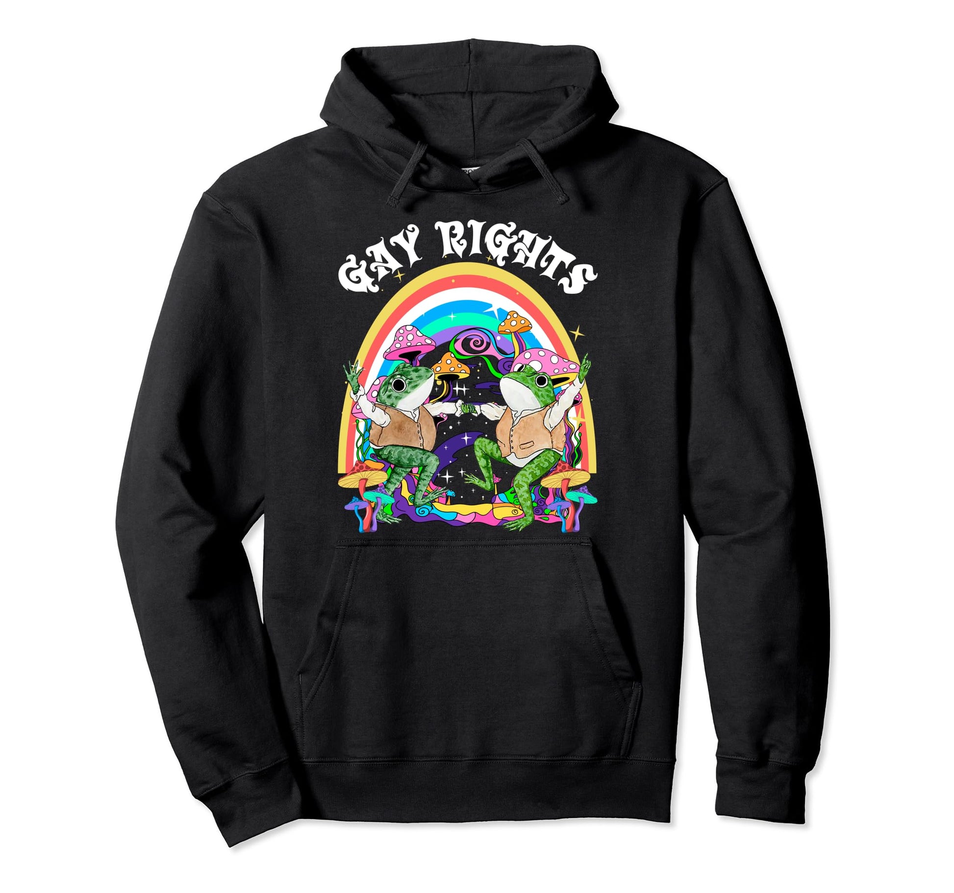 Rainbow Say Gay Frog Toad Human Hoodie - Fun Novelty Design Men Women - T-Shirt, Sweatshirt, Hoodie