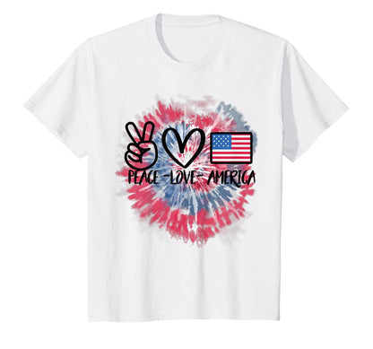 Peace Love America Tie Dye 4Th July T-Shirt - Unique Graphic Unisex - T-Shirt, Sweatshirt, Hoodie