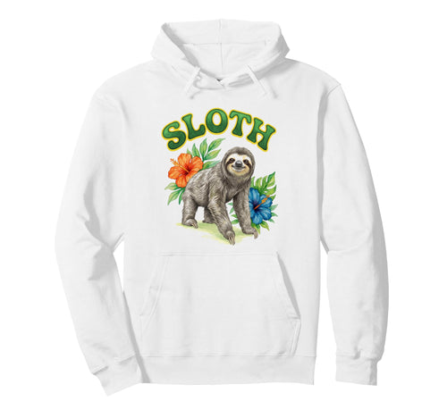 Sloth Groovy Floral Sloth Watercolor Hoodie - Graphic Print for Adults - T-Shirt, Sweatshirt, Hoodie