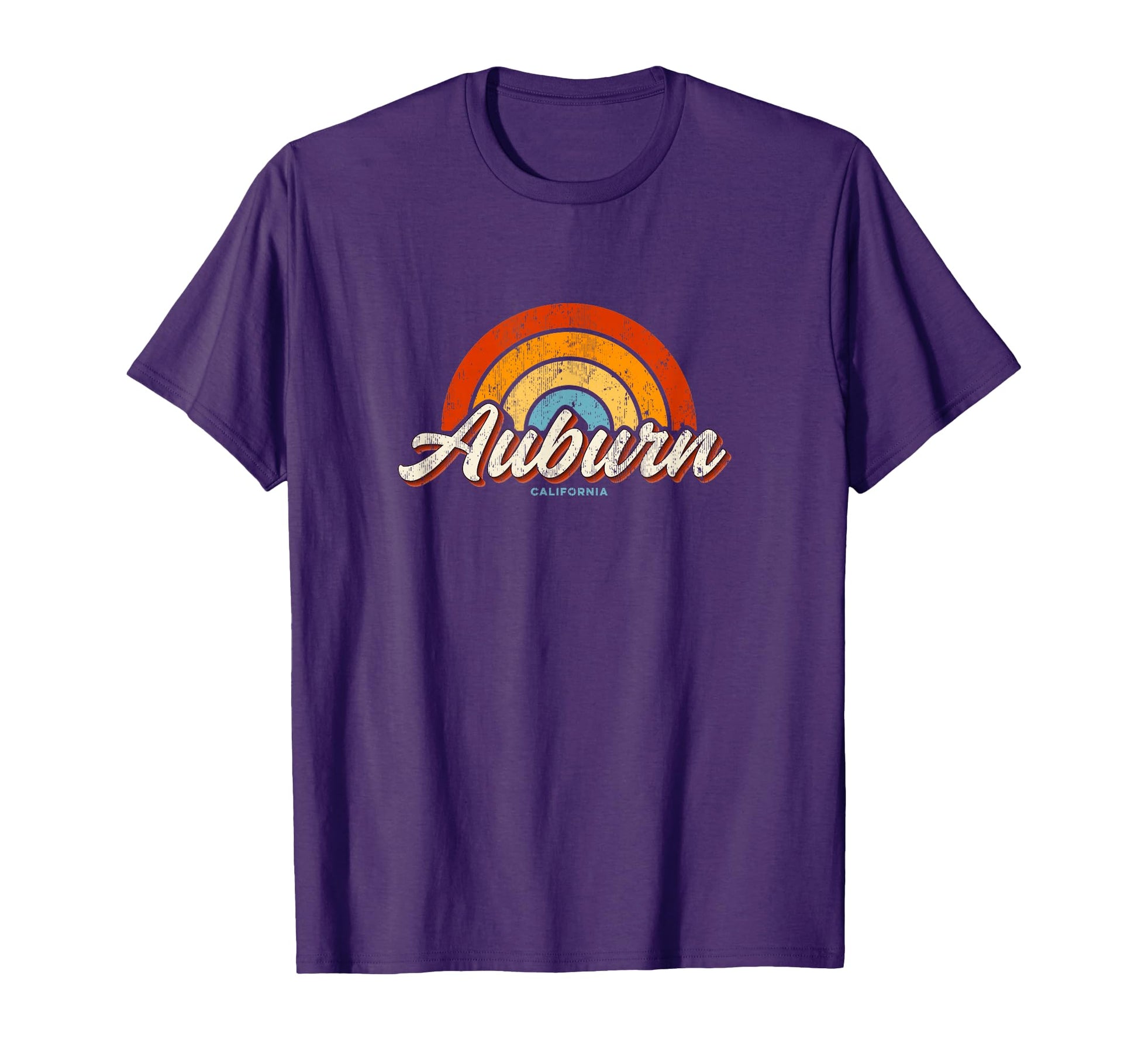 Auburn California Ca Rainbow 70S T-Shirt - Unique Graphic Unisex - T-Shirt, Sweatshirt, Hoodie