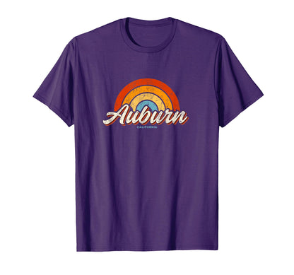 Auburn California Ca Rainbow 70S T-Shirt - Unique Graphic Unisex - T-Shirt, Sweatshirt, Hoodie