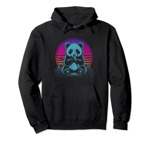 80S 90S Panda Bear Vaporwave Hoodie - Casual Everyday Wear Men Women - T-Shirt, Sweatshirt, Hoodie