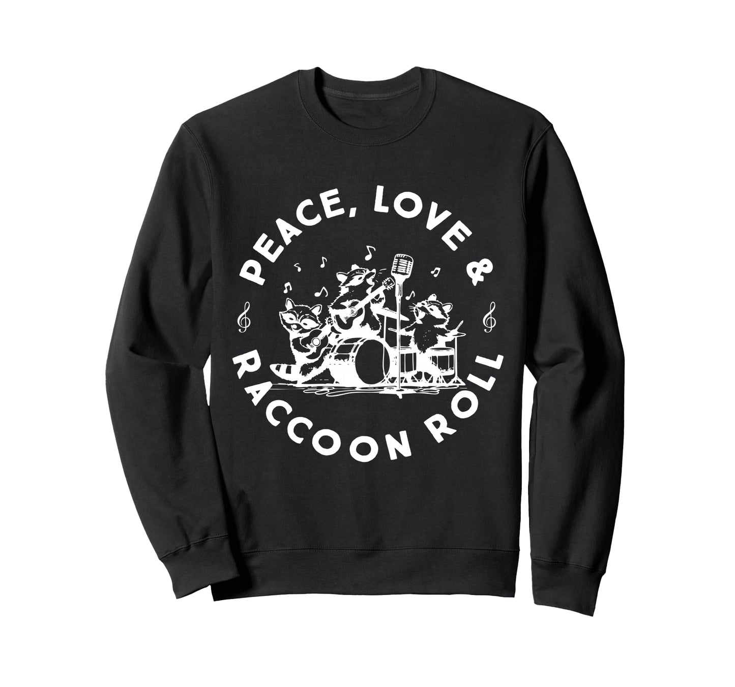 Raccoon Rock And Roll Music Raccoon Sweatshirt - Minimalist Print Unisex - T-Shirt, Sweatshirt, Hoodie