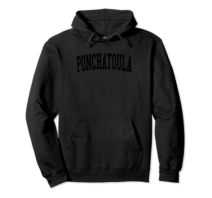 Ponchatoula La Distressed Black Varsity Hoodie - Trendy Graphic Men Women - T-Shirt, Sweatshirt, Hoodie