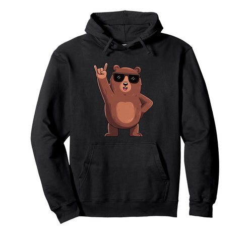 Bear Rock Funny Animal Cartoon Hoodie - Streetwear Style Men Women - T-Shirt, Sweatshirt, Hoodie