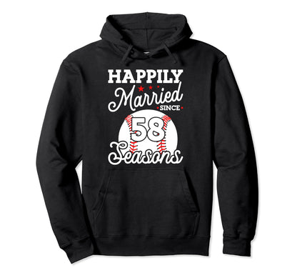 58Th Wedding Anniversary Baseball Hoodie - Aesthetic Graphic Men Women - T-Shirt, Sweatshirt, Hoodie