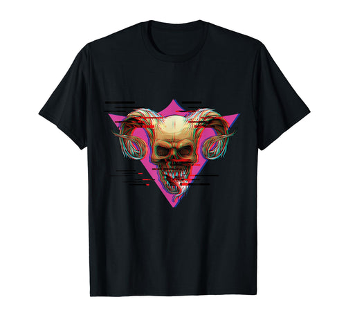 Demon Oni Mask Glitch Aesthetic T-Shirt - Aesthetic Graphic for Adults - T-Shirt, Sweatshirt, Hoodie