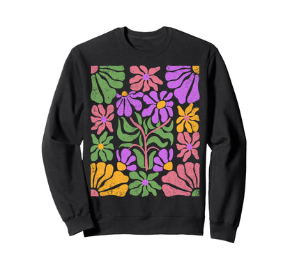 Boho Abstract Flowers Sweatshirt - Streetwear Style for Adults - T-Shirt, Sweatshirt, Hoodie