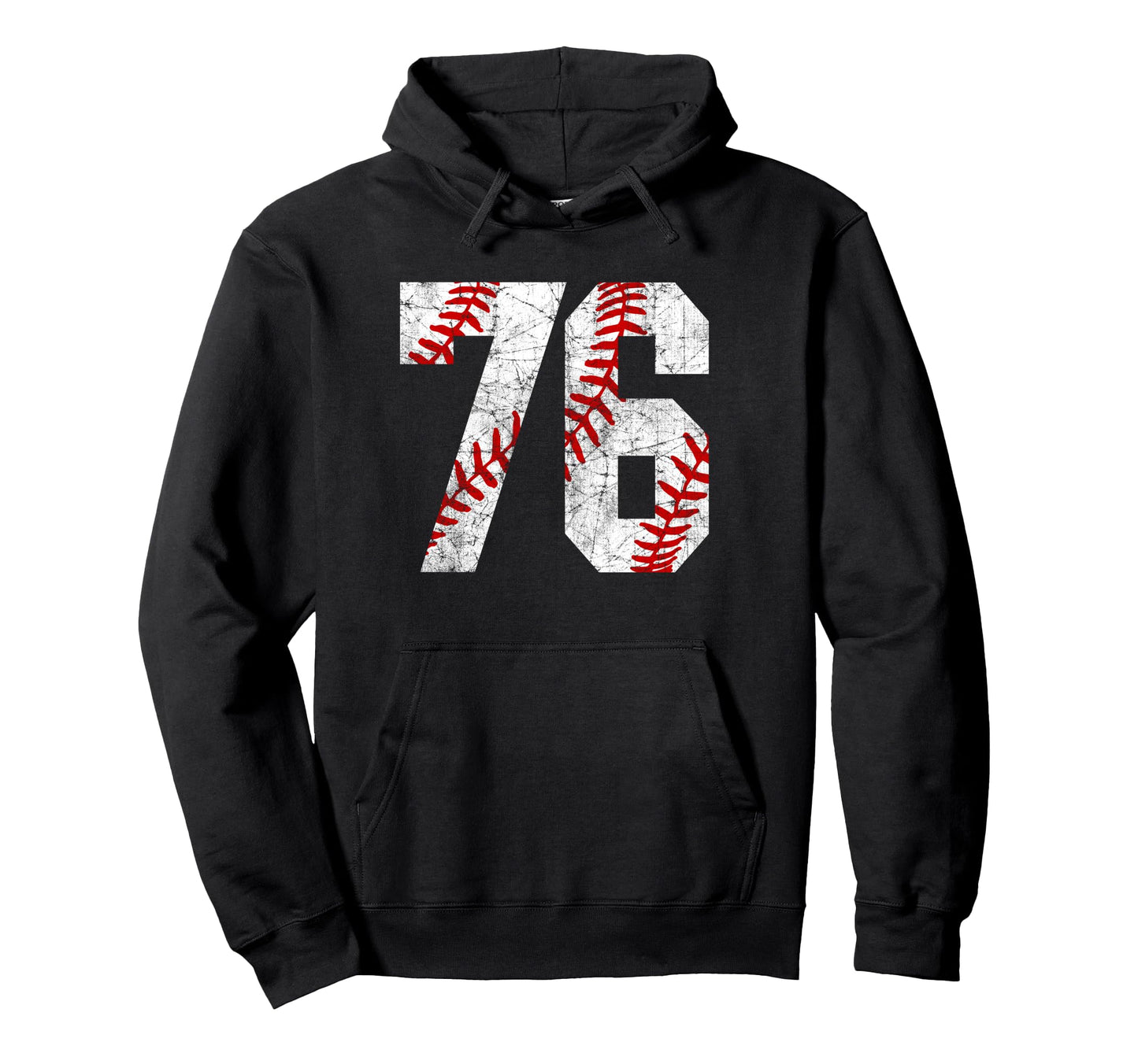 Distressed Baseball Number 76 Jersey Hoodie - Fun Novelty Design Unisex - T-Shirt, Sweatshirt, Hoodie