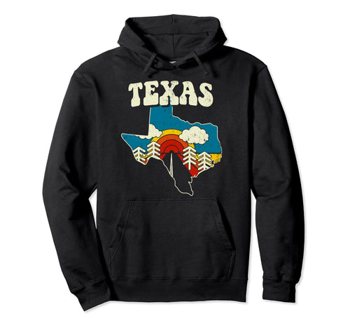 Texas State Rainbow Hippie 70S Map Hoodie - Fun Novelty Design for Adults - T-Shirt, Sweatshirt, Hoodie