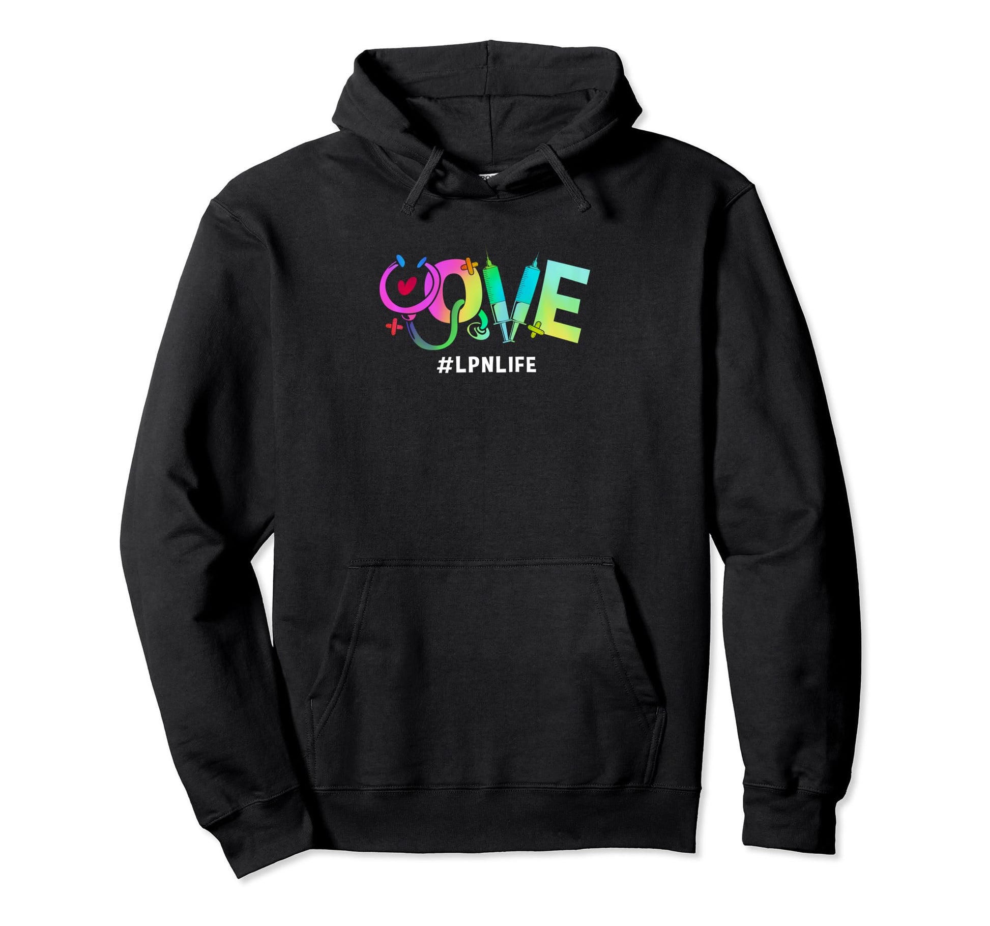 Rainbow Medical Stethoscope Love Lpn Hoodie - Aesthetic Graphic Men Women - T-Shirt, Sweatshirt, Hoodie