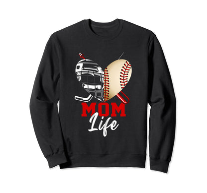 Mom Life Funny Baseball Hockey Mom Sweatshirt - Custom Art Print Unisex - T-Shirt, Sweatshirt, Hoodie