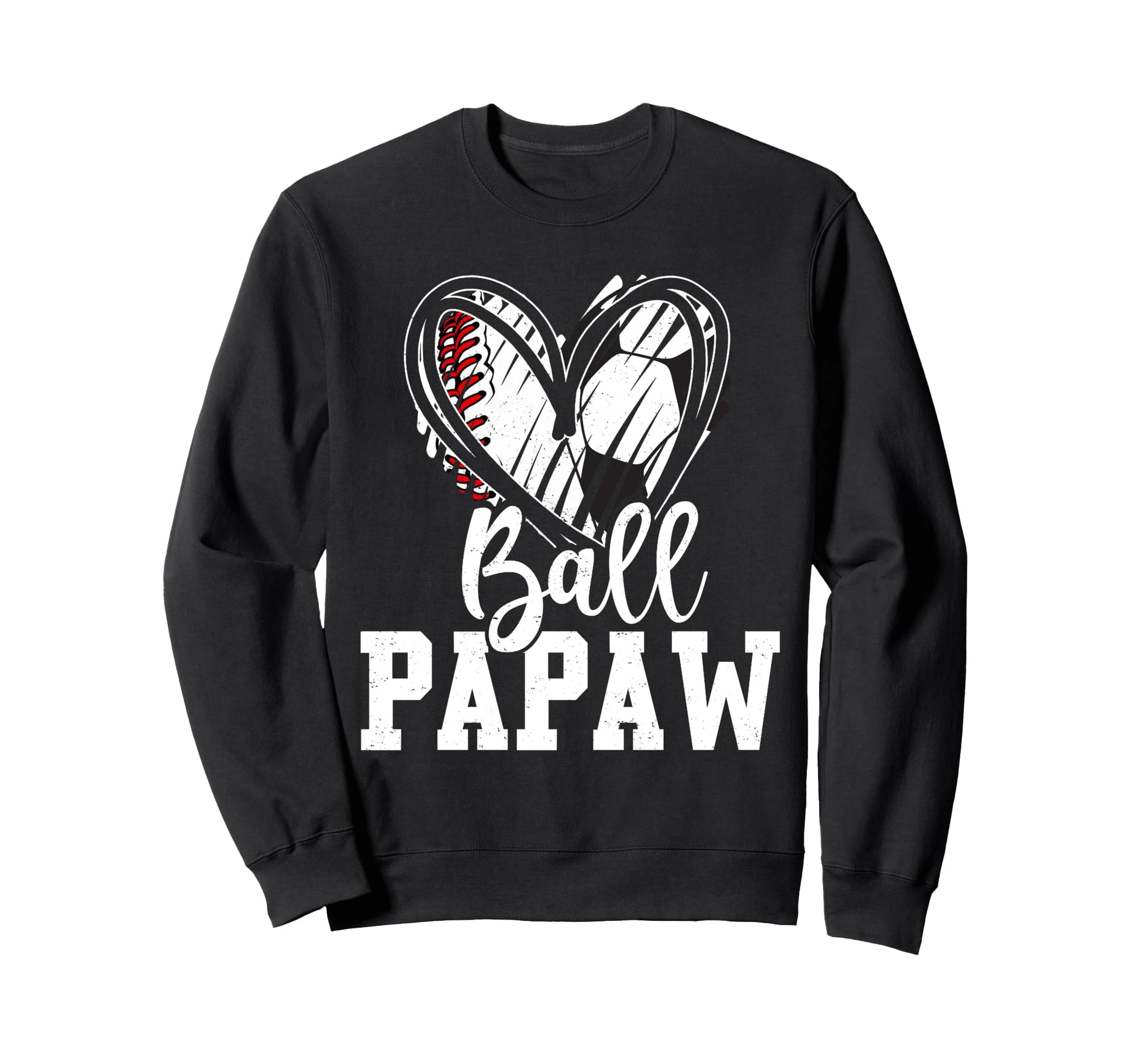 Ball Grandpa Heart Baseball Soccer Hoodie - Casual Everyday Wear Men Women - T-Shirt, Sweatshirt, Hoodie
