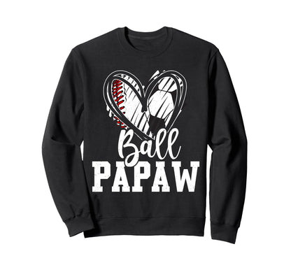 Ball Grandpa Heart Baseball Soccer Hoodie - Casual Everyday Wear Men Women - T-Shirt, Sweatshirt, Hoodie