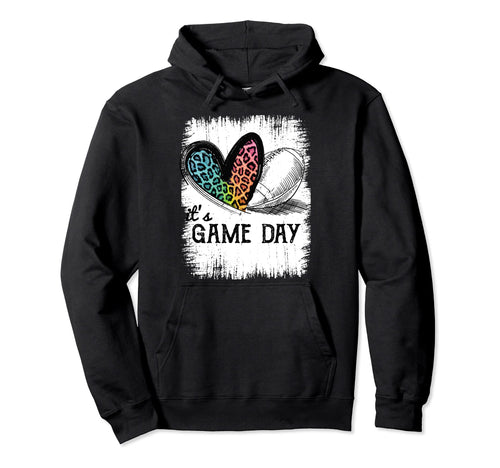 Its Game Day Leopard Heart Football Hoodie - Graphic Print Men Women - T-Shirt, Sweatshirt, Hoodie