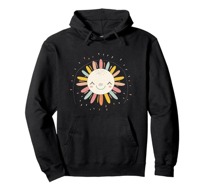 Sun 70S Rainbow Art Boho Boho Sun Hoodie - Minimalist Print Unisex - T-Shirt, Sweatshirt, Hoodie