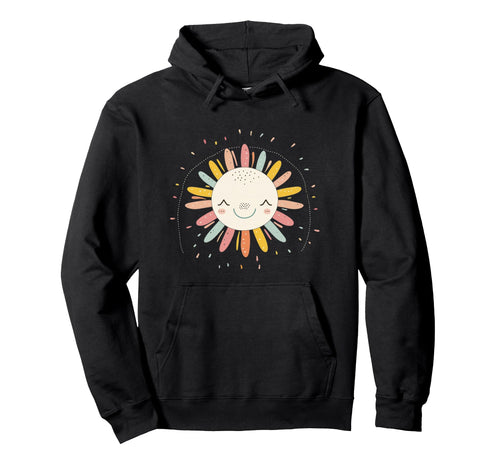 Sun 70S Rainbow Art Boho Boho Sun Hoodie - Minimalist Print Unisex - T-Shirt, Sweatshirt, Hoodie