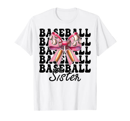 Baseball Sister Baseball Coquette Bow T-Shirt - Novelty Apparel for Adults - T-Shirt, Sweatshirt, Hoodie