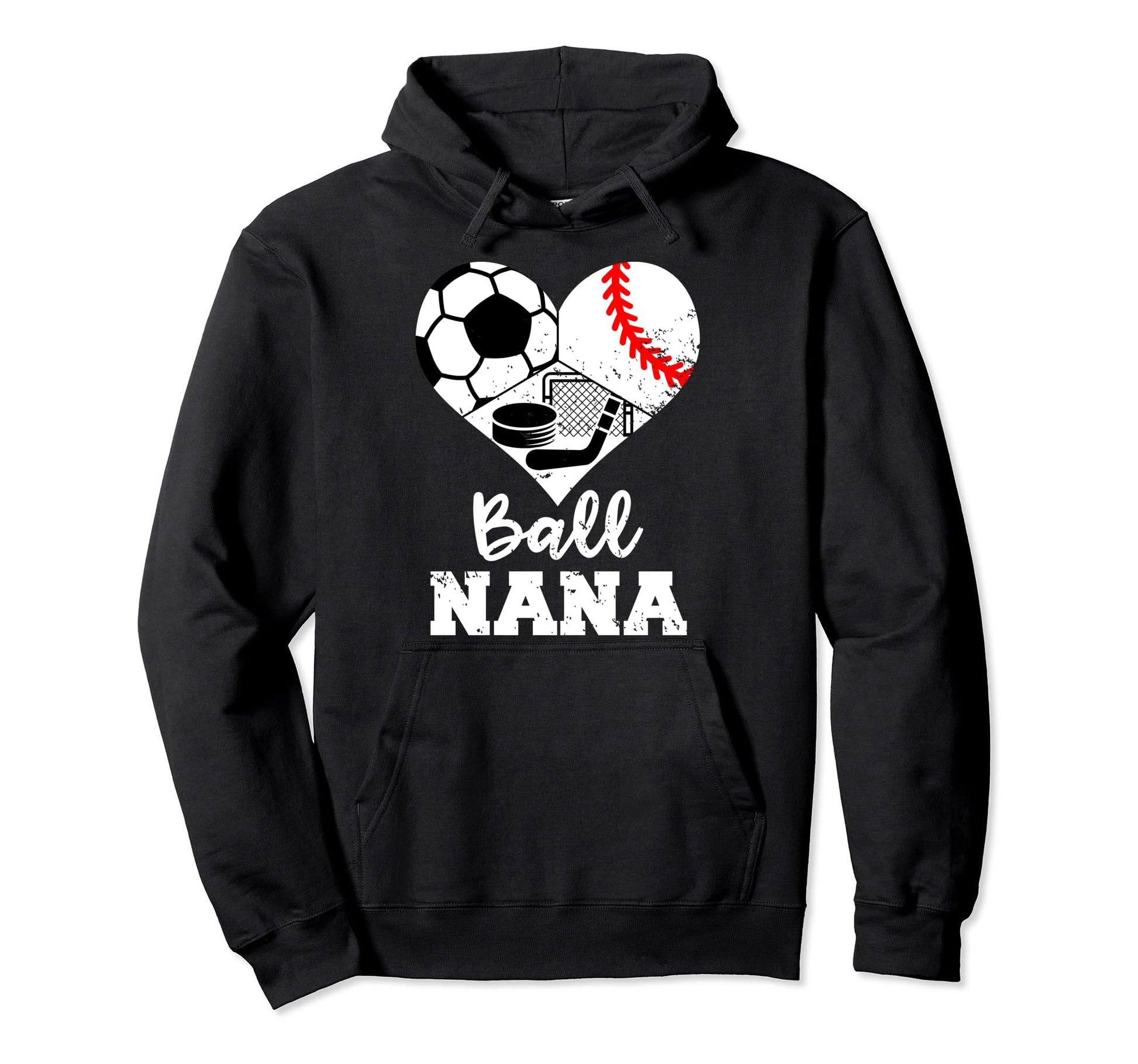Ball Nana Heart Funny Soccer Baseball Hoodie - Unique Graphic Unisex - T-Shirt, Sweatshirt, Hoodie