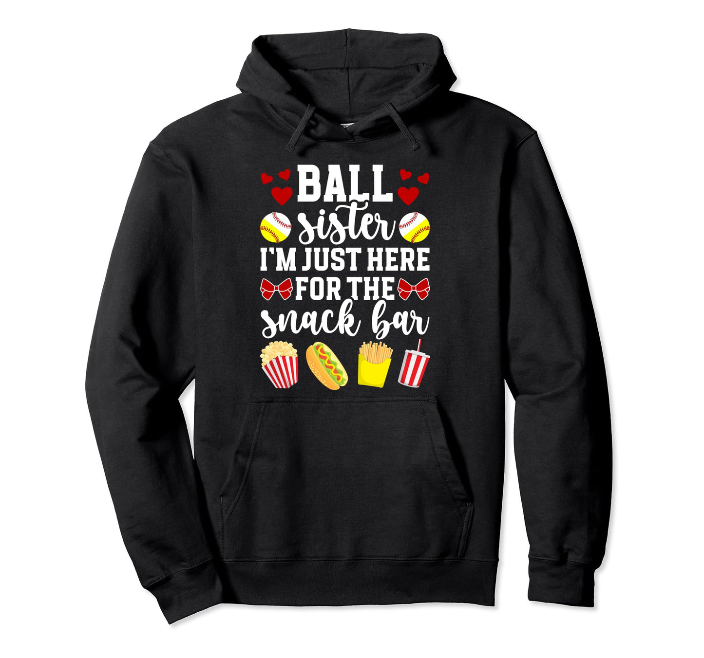 Ball Sister Snack Bar Baseball Hoodie - Novelty Apparel for Adults - T-Shirt, Sweatshirt, Hoodie