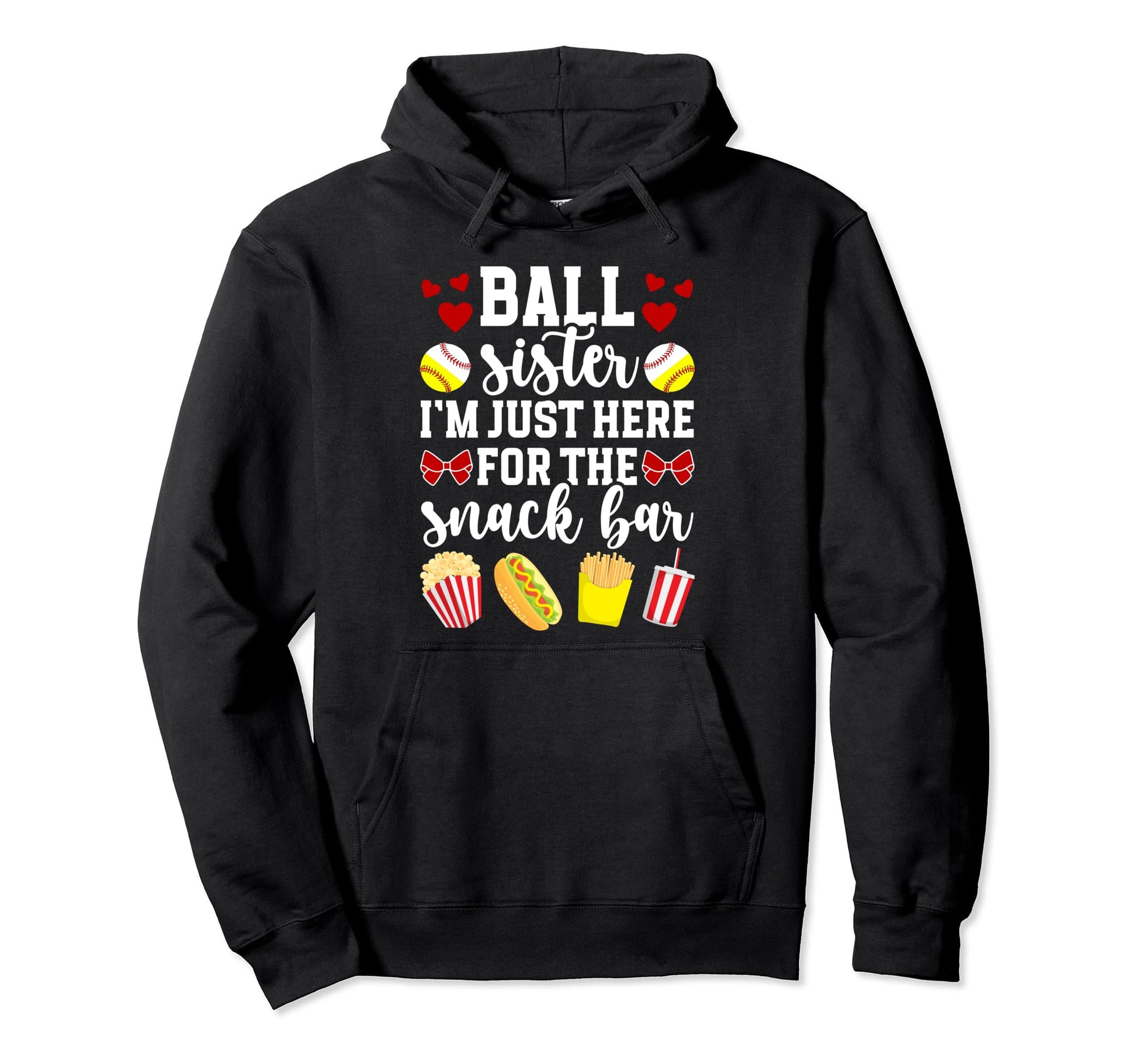 Ball Sister Snack Bar Baseball Hoodie - Novelty Apparel for Adults - T-Shirt, Sweatshirt, Hoodie