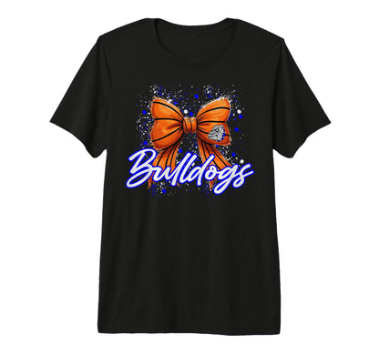 Blue Bulldogs Basketball Bow School T-Shirt - Custom Art Print Unisex - T-Shirt, Sweatshirt, Hoodie