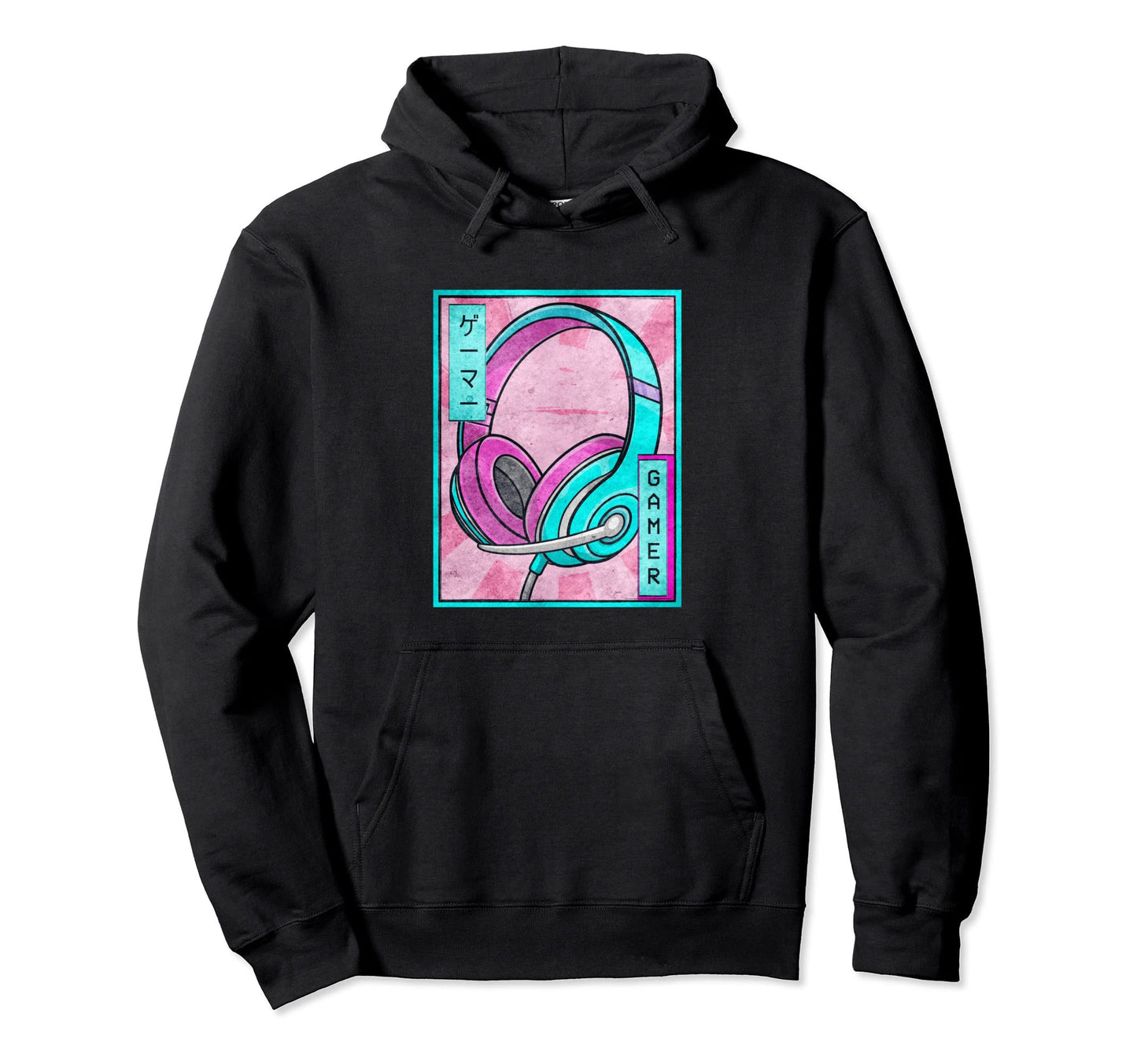 Gamer Gaming Headset Japanese Hoodie - Fun Novelty Design for Adults - T-Shirt, Sweatshirt, Hoodie